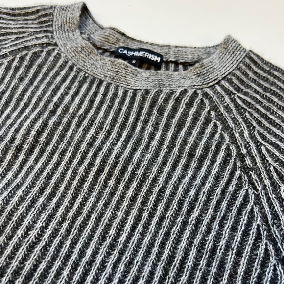$370 Cashmerism RIB-KNIT Raglan Cashmere Pullover Gray Charcoal  Sweater sz S - Picture 7 of 11